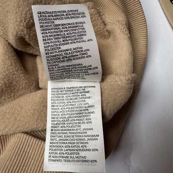 H&M Divided Men Hoodie NASA Printed Beige Sz Small Pullover kangaroo pocket - Picture 9 of 10